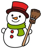 Friendly Snowman with Broom and Top Hat 🌨️❄️🎩 Colored Example