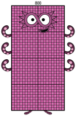Friendly Numberblock 800 with Star-Shaped Eye Mask and Eight Arms 🌟😊 Colored Example