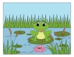 Frog Sitting on a Lily Pad in a Pond 🐸🌿🌊🌸 Colored Example
