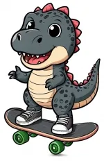 Funny Dinosaur on Skateboard wearing Shoes 🦖🛹👟 Colored Example