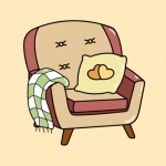 Cozy Chair with Blanket and Pillow Bold & Easy Coloring 🪑🧶💤 Colored Example