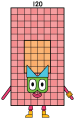 Giant Numberblock 120 with Friendly Face and Tall Body 🧑‍💻🔢😊 Colored Example