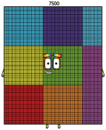 Numberblock 7500 with Rainbow Details 🌈🔢✨ Colored Example
