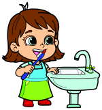 Girl Brushing Teeth in Bathroom 🦷 Colored Example