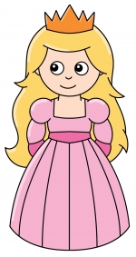 Cute Girl Princess with Crown Arms Behind Back 👑✨🌸 🐧🎉❄️ Colored Example