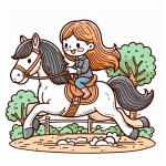 Girl on Gallopping Horse 🐎👧🏞️ Colored Example