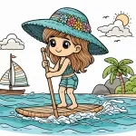 Girl on Sup in Summer 🌞🏄‍♀️😎 Colored Example