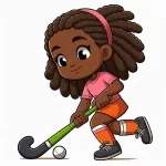 Girl with Rasta Dreadlocks Hairstyle Playing Field Hockey 🏑🌈👧 Colored Example