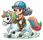 Girl Riding Horse 🐴👧✨ Colored Example