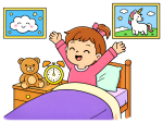 Girl Waking Up Excited for School with Unicorn and Cloud 🌈📚🌟 Colored Example