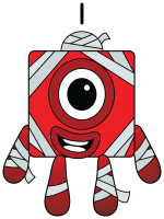 Halloween Mummy Numberblock One 🎃👻 bandages Colored Example