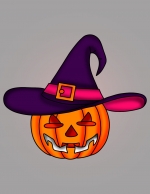 Halloween Pumpkin Wearing Witch Hat 🎃🧙‍♀️✨🍂👻 Colored Example