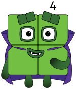 Halloween Vampire Numberblock Four 🧛‍♂️🎃🔢 Colored Example