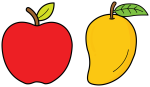 Happy Apple and Mango Fruit Pair 🍎🥭✨ Colored Example