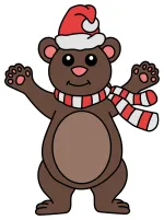 Happy Bear with Christmas Accessories 🐻🧣🎅 Colored Example