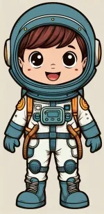 Happy Boy in Astronaut Suit 🚀👨‍🚀🌌 Colored Example