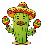 Happy Cactus with Sombrero and Maracas for Cinco de Mayo 🌵🎉🎶 Colored Example