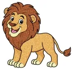 Happy Cartoon Lion Standing with Big Mane and Smiling Face 🦁🌞😊 Colored Example