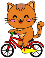 Happy Cat Riding a Bicycle with a Friendly Smile 🐱🚲😊 Colored Example