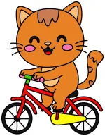 Happy Cat Riding a Bicycle with a Friendly Smile 🐱🚲😊 Colored Example