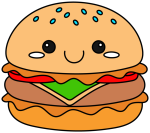Happy Cheerful Burger with a Friendly Smile 🍔😊🍟 Colored Example