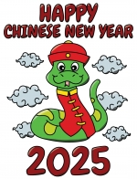 Happy Chinese New Year 2025 - Snake with Clouds 🐍☁️🎆🎉 Colored Example