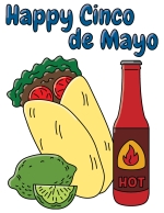 Happy Cinco de Mayo - Mexican Burrito with Lime and Hot Chili Sauce 🌯🌶️🎉🍋 Colored Example