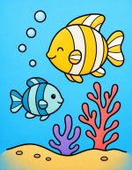 Happy Clown Fish Near Coral Reef 🐠🌊🐚 Colored Example