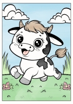 Happy Cow Running in the Field 🐄🌾🏃 🐄🌾🏃 Colored Example