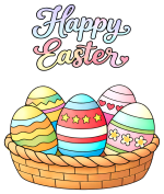 Happy Easter Basket with Easter Eggs 🐰🥚🌸 Colored Example