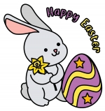 Happy Easter Bunny Holding Flower with Easter Egg 🐰🌸🥚✨ Colored Example