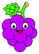 A Happy Grape with a Leaf and Stem 🍇🌿😊 Colored Example