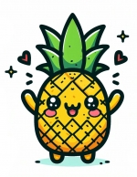 Happy Cute Kawaii Pineapple 🍍💖😊 Colored Example