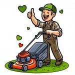 Happy Man Mowing Grass with Grass Mower Thumbs Up 🌿🚜😊 Colored Example