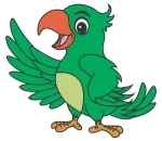 Cheerful Parrot Standing with Wings Open and a Big Smile  Tags: 🦜🌴😊✨ Colored Example