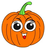 Happy Pumpkin with a Friendly Face and Green Stem 🎃😊🍂 Colored Example