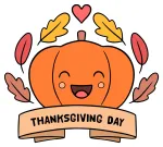 Happy Pumpkin with Autumn Leaves and Thanksgiving Message 🎃🍂💖 Colored Example