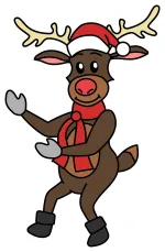 Happy Reindeer Wearing a Santa Hat 🦌🎅❤️ Colored Example