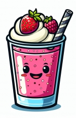 Happy Strawberry Raspberry Smoothie with Cream 🍓🥤😊 Colored Example