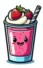 Happy Strawberry Raspberry Smoothie with Cream 🍓🥤😊 Colored Example