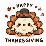 Happy Thanksgiving Cute Little Turkey 🦃🍂🥧 Colored Example