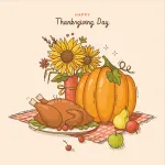 Celebrate Thanksgiving with a delightful spread of roasted turkey, pumpkin, and fresh fruits 🦃🎃🍎 Colored Example