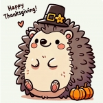 Happy Thanksgiving Cute Hedgehog with Hat and Two Pumpkins 🎃🦔🍁 Colored Example