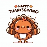 Happy Thanksgiving Little Cute Turkey 🦃🍂🎉 Colored Example