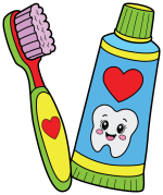 Happy Toothbrush and Toothpaste 🪥🦷✨ Colored Example