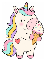 Happy Unicorn Eating Ice Cream 🦄🍦✨ Colored Example