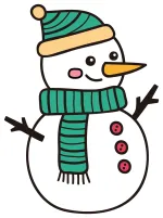 Happy Winter Snowman with a Sweet Face ☃️❄️😊 Colored Example