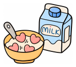 Heart-Shaped Cornflakes with Milk 🥣💖🍽️ Colored Example