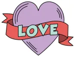 Heart-Shaped Love Banner with Ribbon 💖🎀 Colored Example