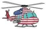 Helicopter with American Flag Pattern and Stars on Body and Tail 🚁🇺🇸✨⭐ Colored Example